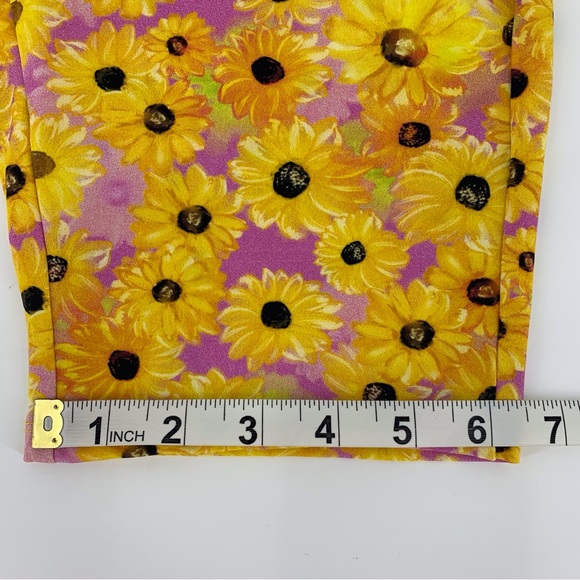 Zara NWT Bright Yellow Sunflower Print Biker Style Shorts, Small - Picture 14 of 16